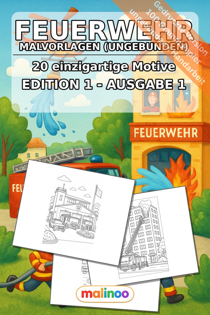 Feuerwehrspaß zum Ausmalen für kleine Einsatzkräfte