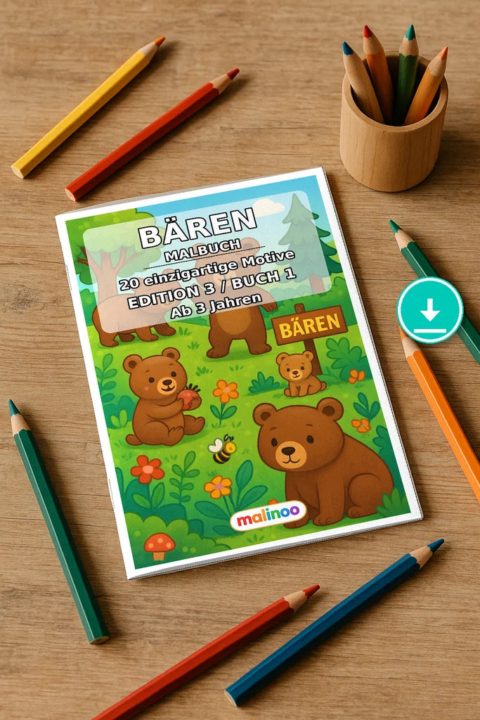 Bären Malbuch 20 Ausmalbilder PDF Download – Mockup-Ansicht