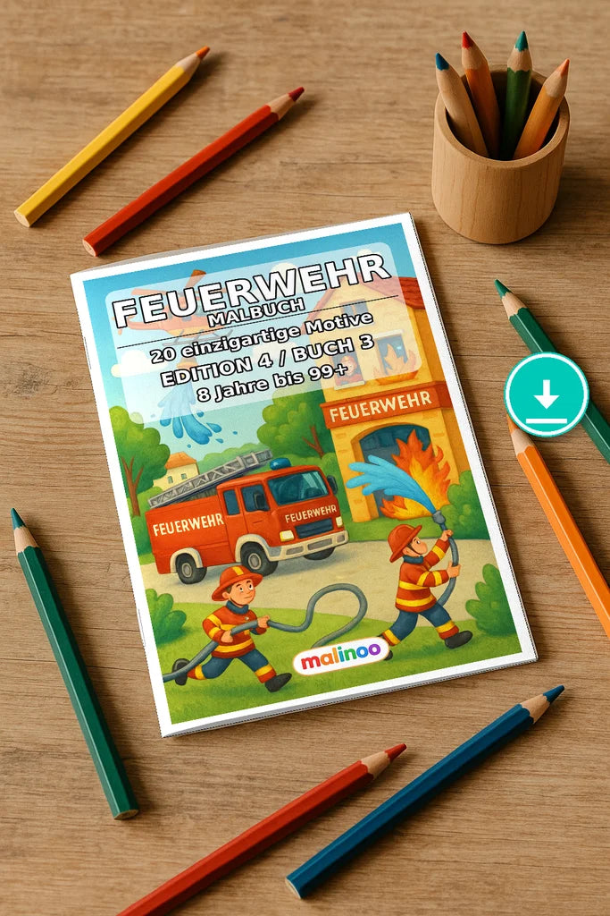 Feuer Malbuch 20 Ausmalbilder PDF Download – Mockup-Ansicht