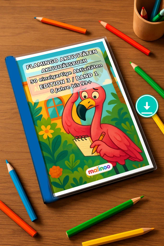 Flamingo Aktivitäten Aktivitätsbuch 50 Rätsel- und – Mockup-Ansicht