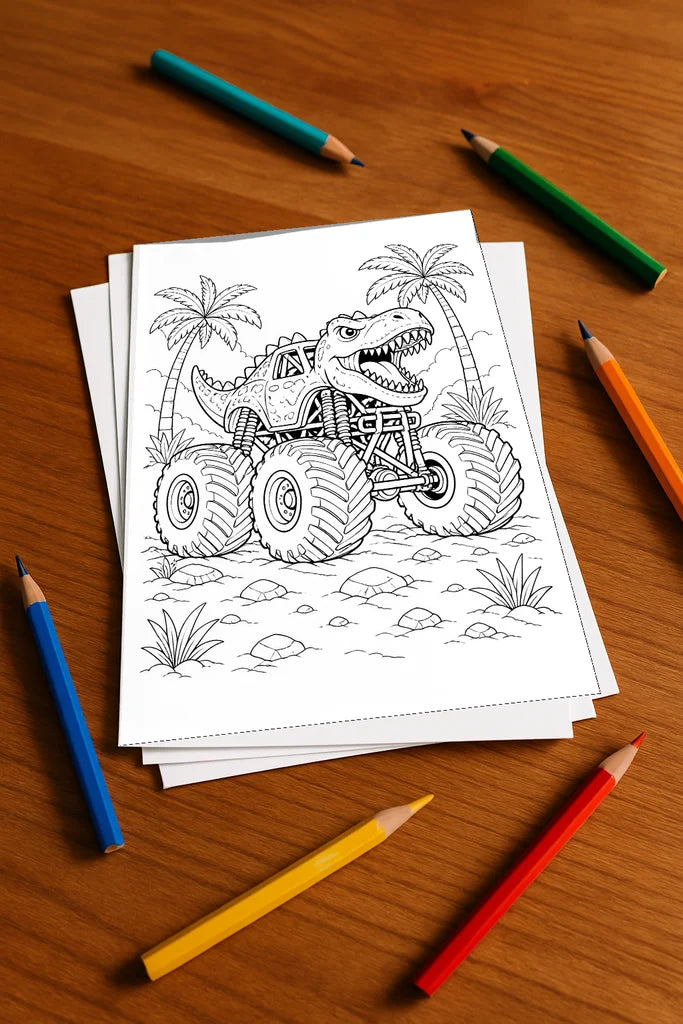 Monster Trucks Aktivitätsbuch 100 Rätsel- und Aktivitätsseiten gedruck – Mockup-Ansicht