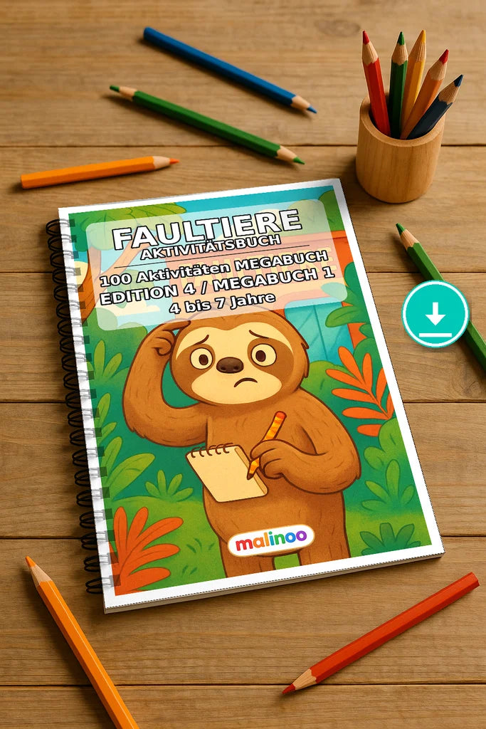 Faultiere Aktivitätsbuch 100 Rätsel- und Aktivitätsseiten – Mockup-Ansicht