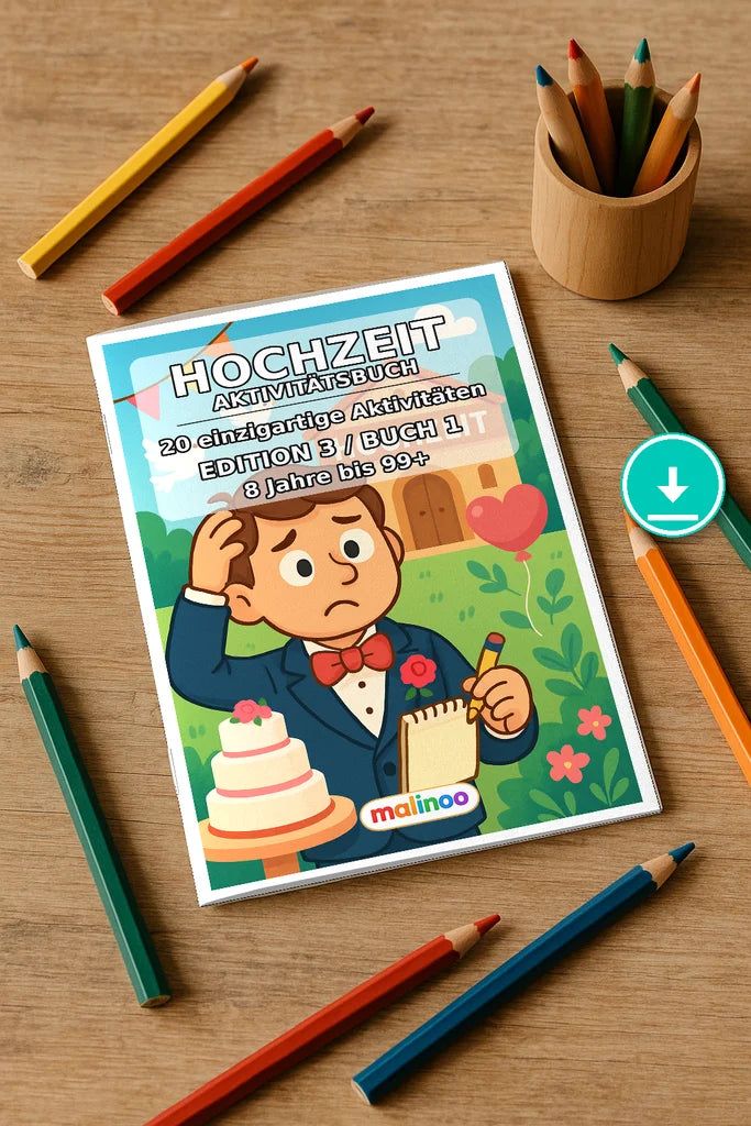 Hochzeit Aktivitätsbuch 20 Rätsel- und Aktivitätsseiten – Mockup-Ansicht
