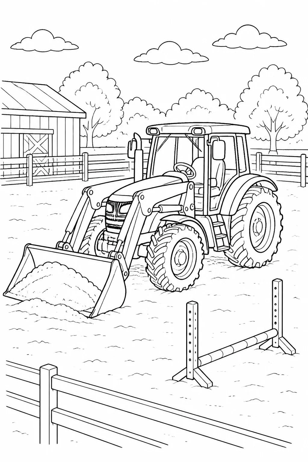 Kostenlose Malvorlage Tractors Activity