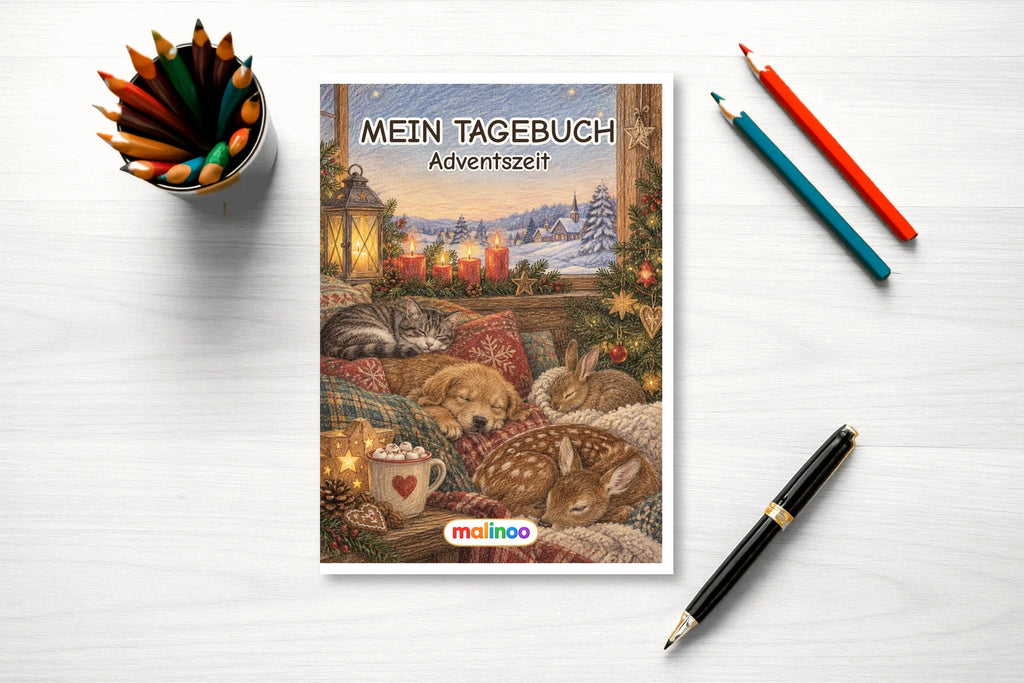 Tagebuch Advent Season Medium mockup schreibtisch advent season