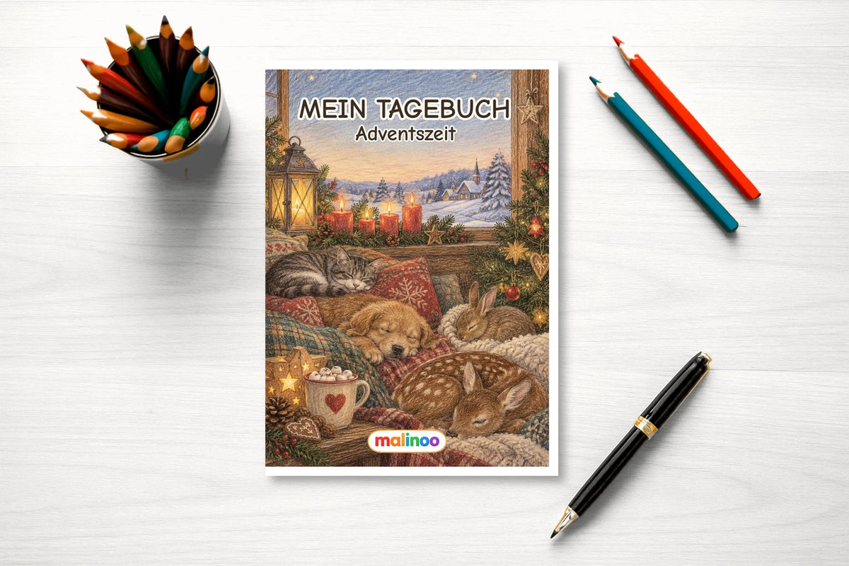 Tagebuch Advent Season Medium mockup schreibtisch advent season