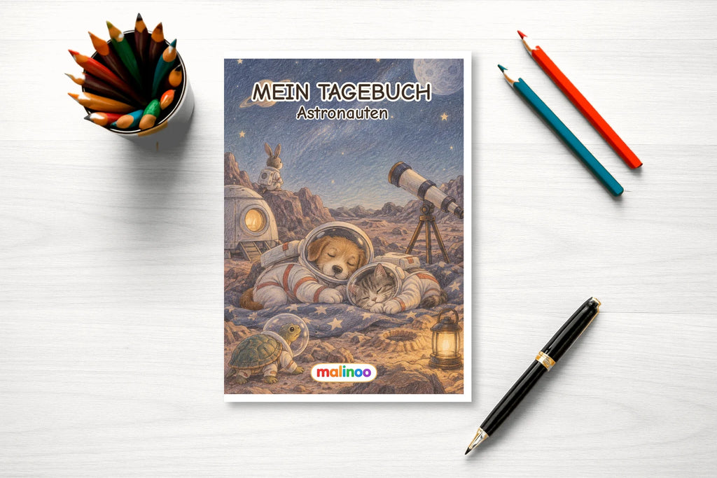 Tagebuch Astronauts Medium mockup schreibtisch astronauts