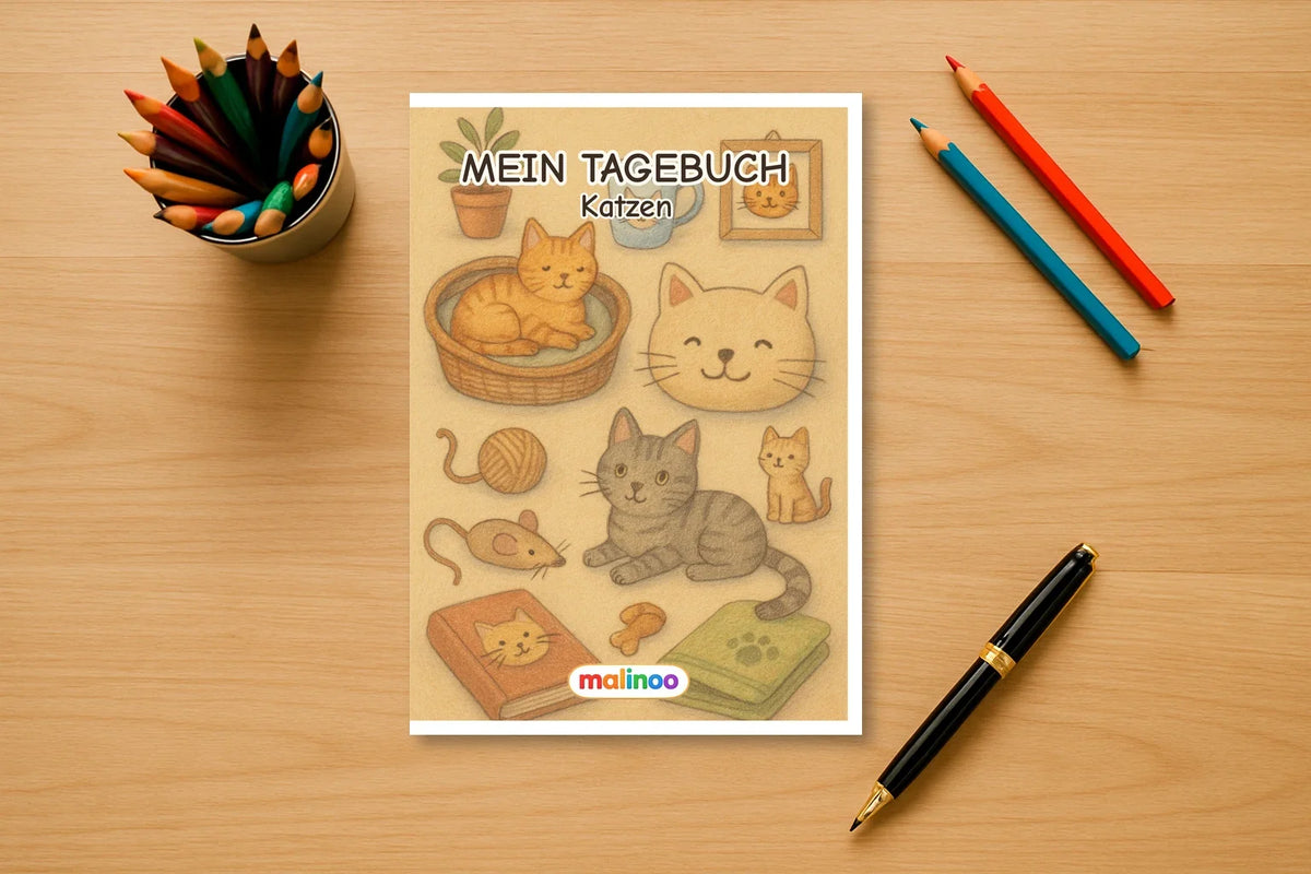 Katzen Geschenkset – Malbuch, Tagebuch & Wandkalender 2027 – 10 % gespart – Tagebuch