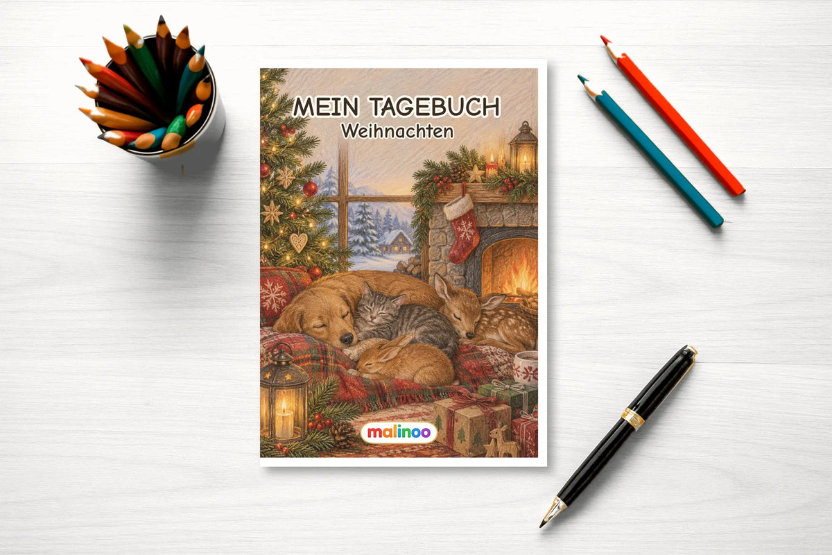 Tagebuch Christmas Low mockup schreibtisch christmas
