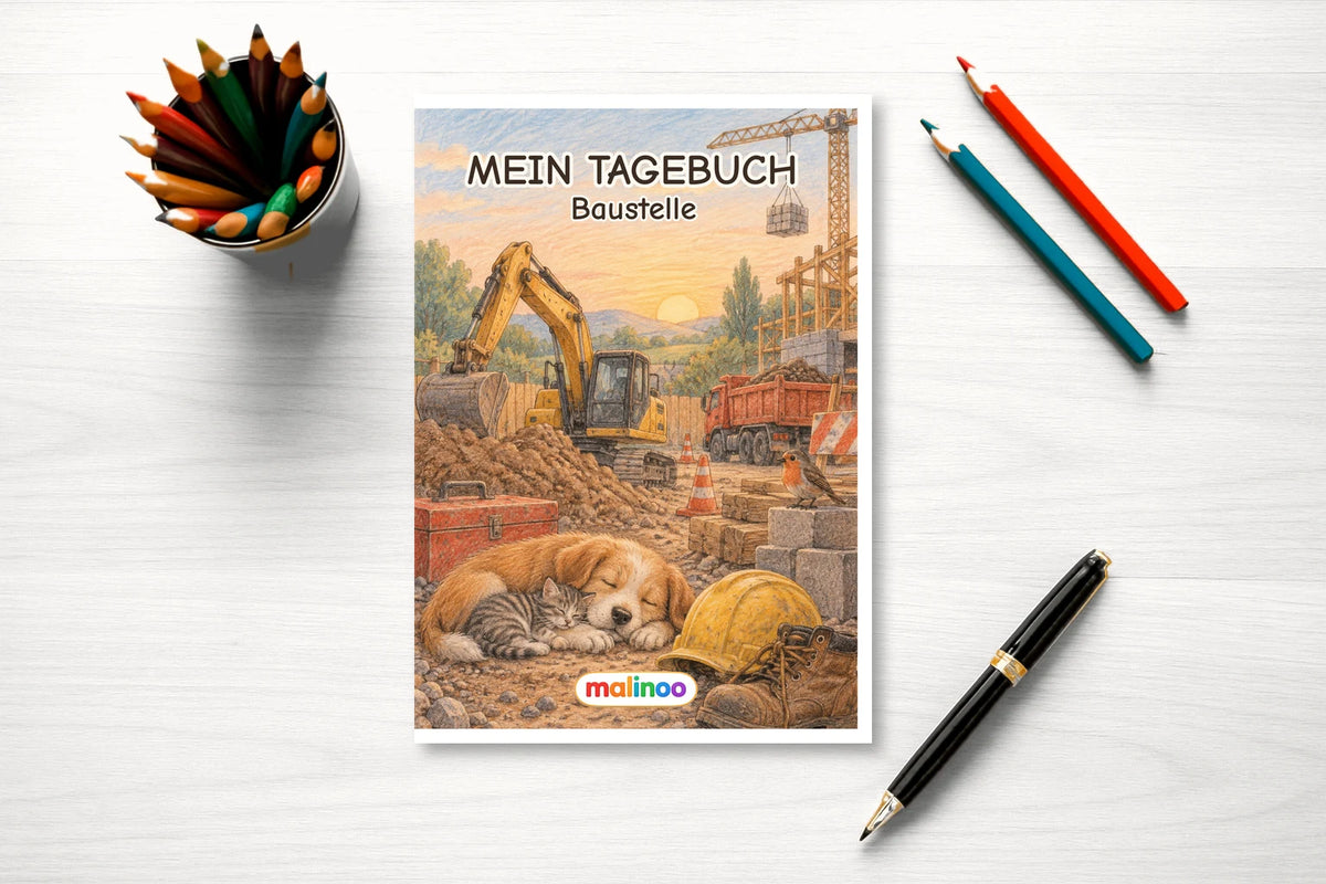 Tagebuch Construction Sites Low mockup schreibtisch construction sites