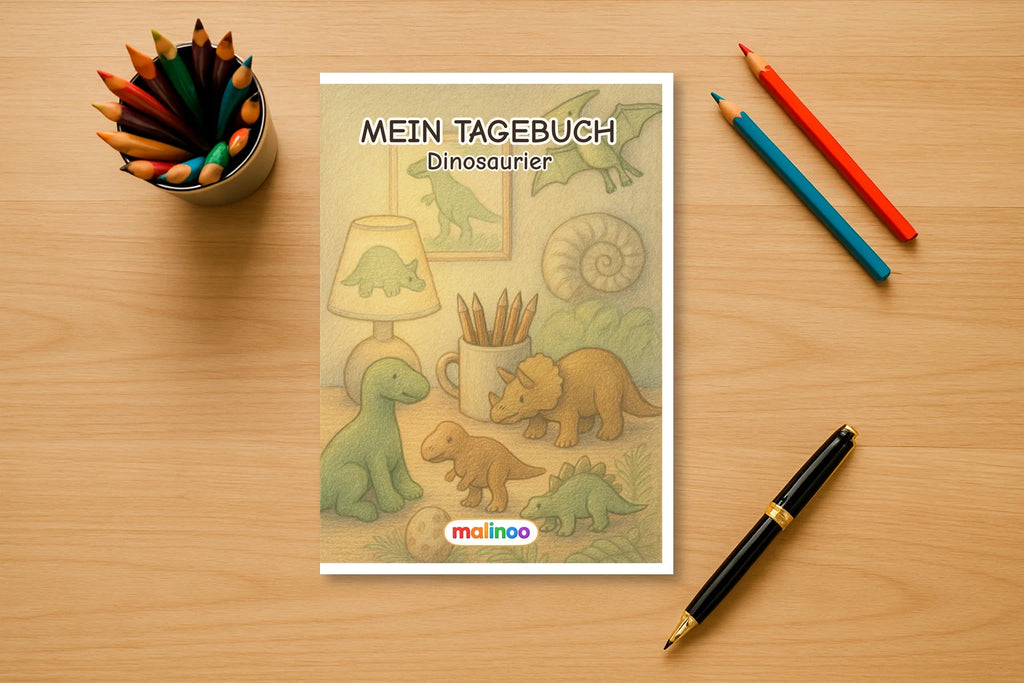 Tagebuch Dinosaur Activity Low mockup schreibtisch dinosaur activity