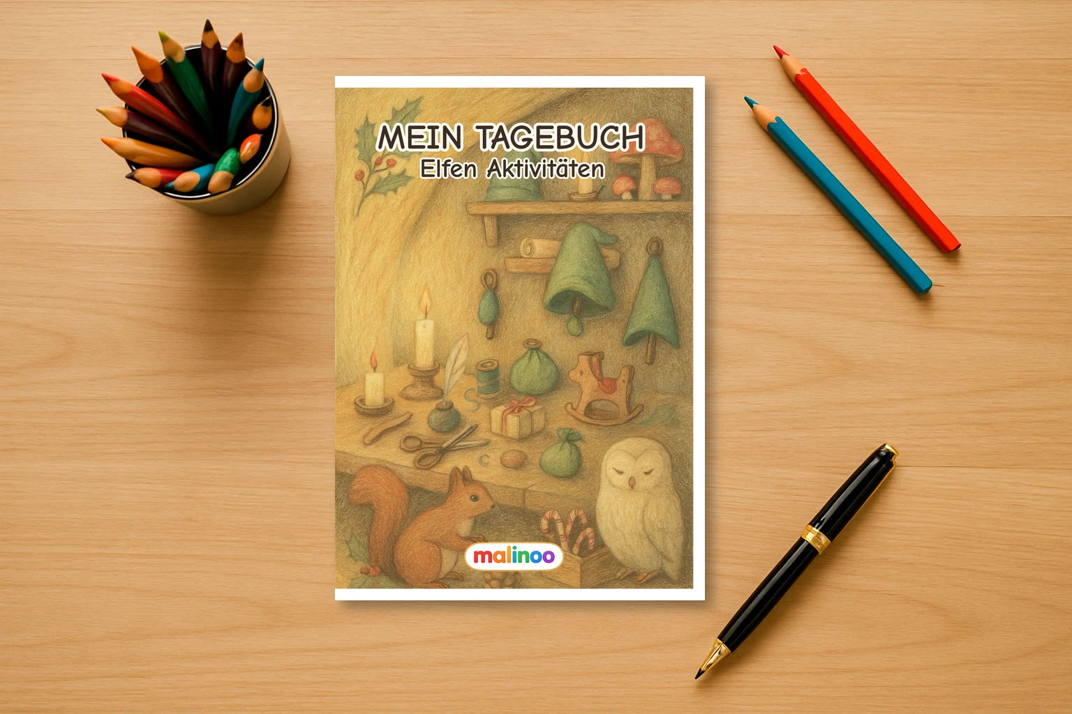 Tagebuch Elves Activity Medium mockup schreibtisch elves activity