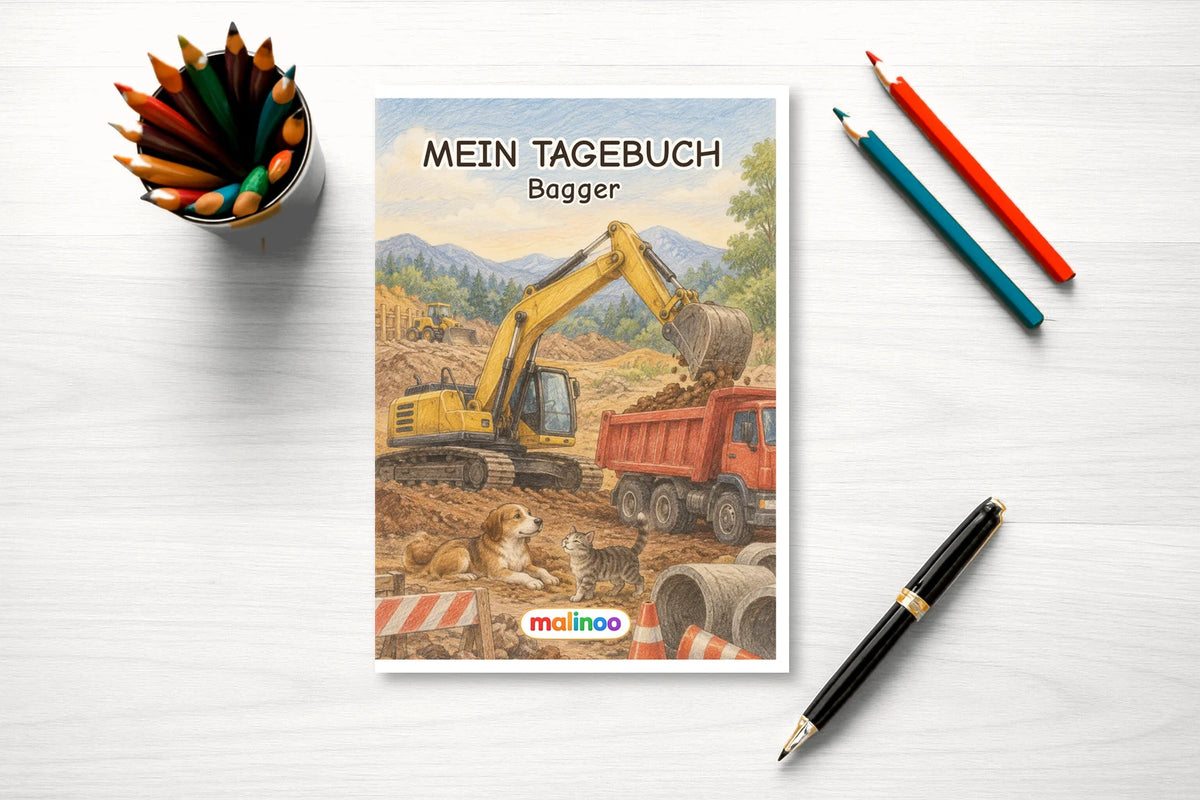 Tagebuch Excavators Low mockup schreibtisch excavators