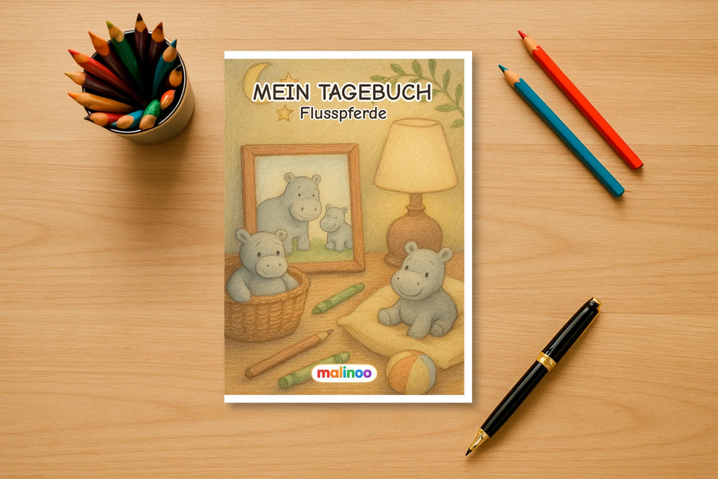 Tagebuch Hippopotamuses Activity Low mockup schreibtisch hippopotamuses activity