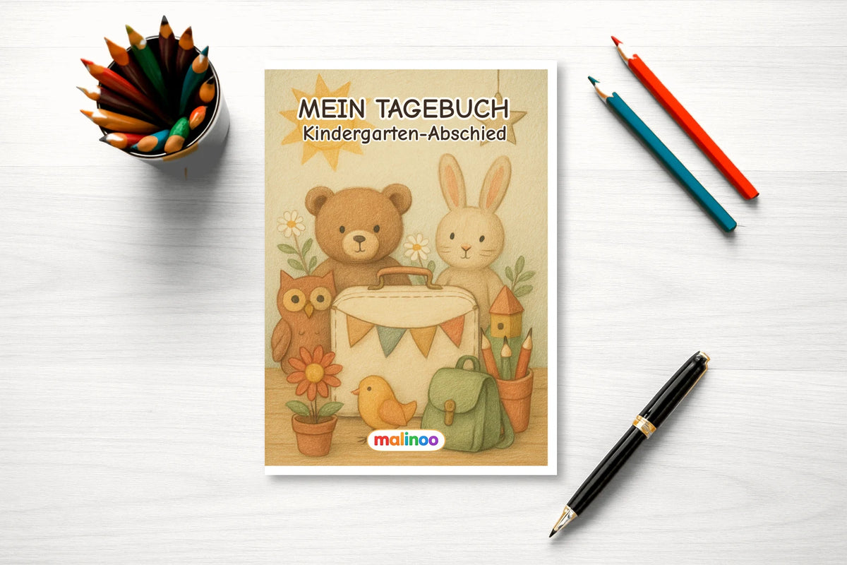 Tagebuch Kindergarten Farewell Medium mockup schreibtisch kindergarten farewell