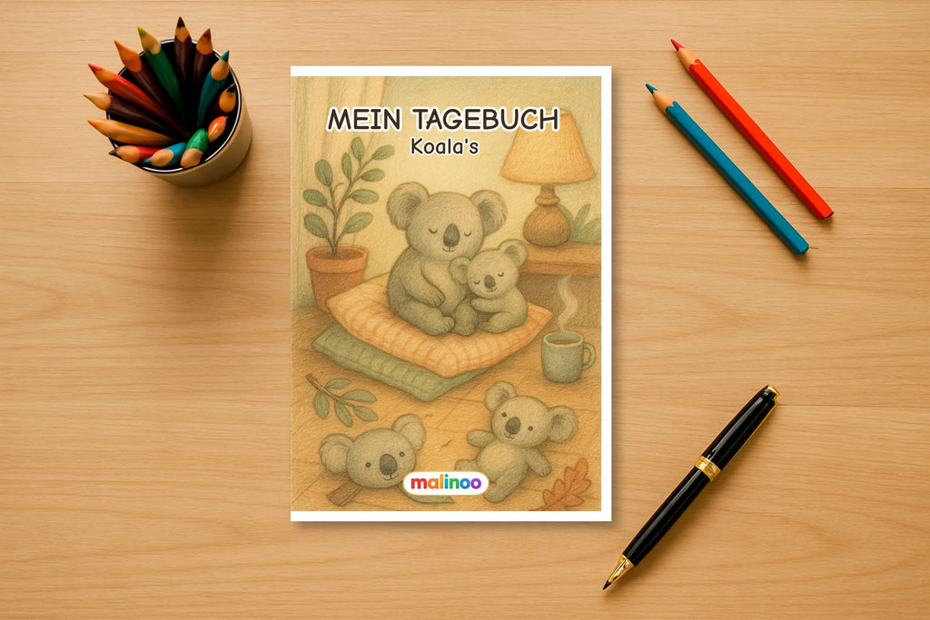 Tagebuch Koalas Activity Low mockup schreibtisch koalas activity