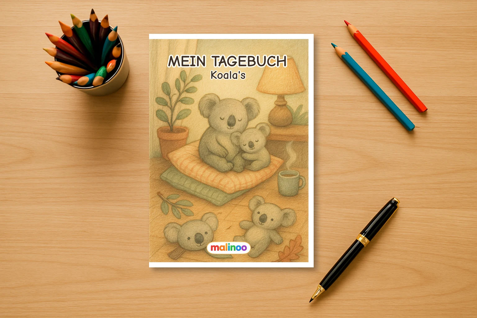 Tagebuch Koalas Activity Low mockup schreibtisch koalas activity