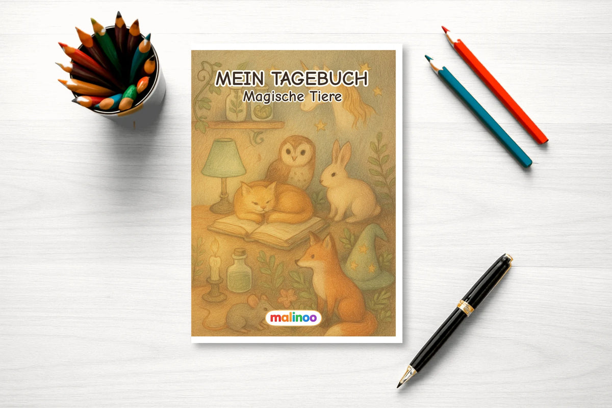 Tagebuch Magical Animals Medium mockup schreibtisch magical animals