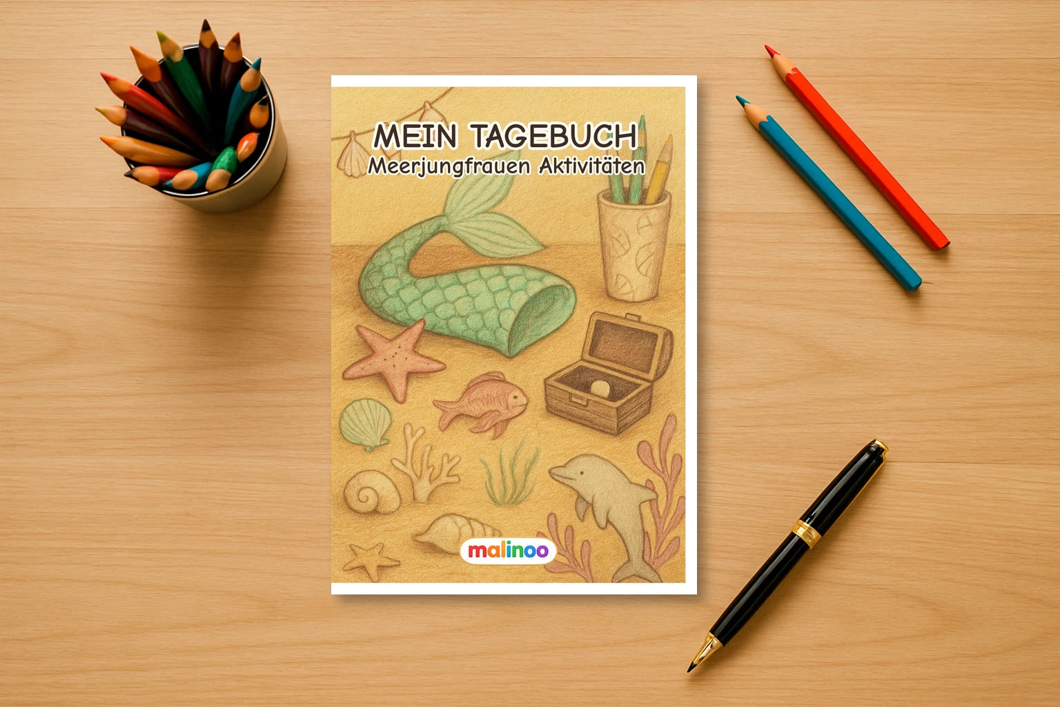 Tagebuch Mermaids Activity Medium mockup schreibtisch mermaids activity