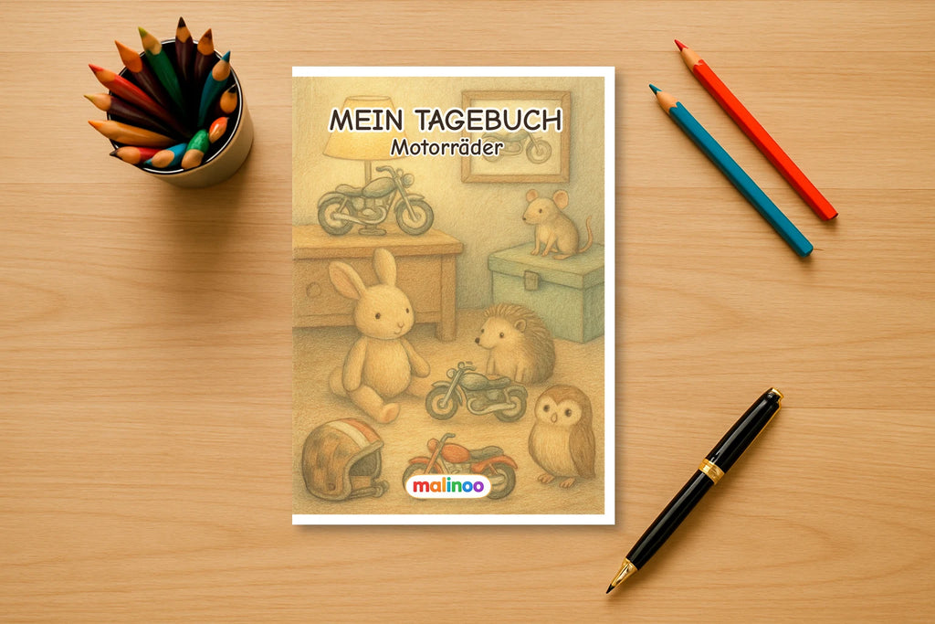 Tagebuch Motorcycles Medium mockup schreibtisch motorcycles