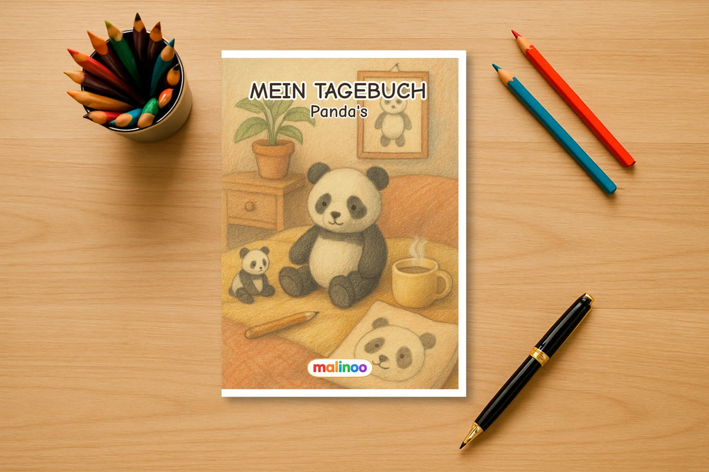 Tagebuch Panda Activity Low mockup schreibtisch panda activity
