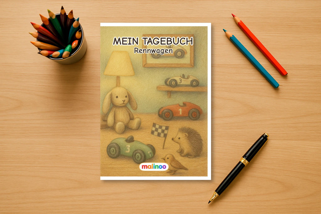 Tagebuch Race Car Activity Medium mockup schreibtisch race car activity