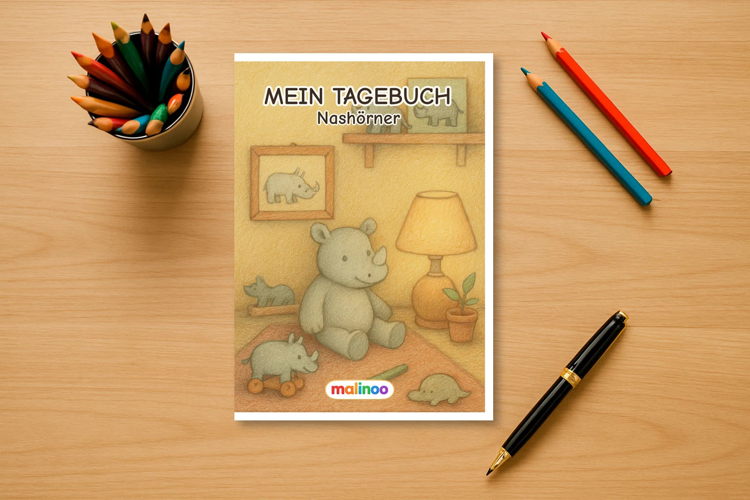 Tagebuch Rhinos Activity Low mockup schreibtisch rhinos activity