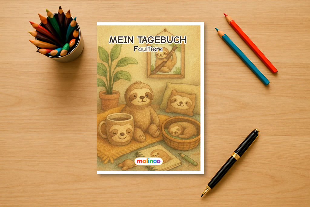Tagebuch Sloths Activity Low mockup schreibtisch sloths activity