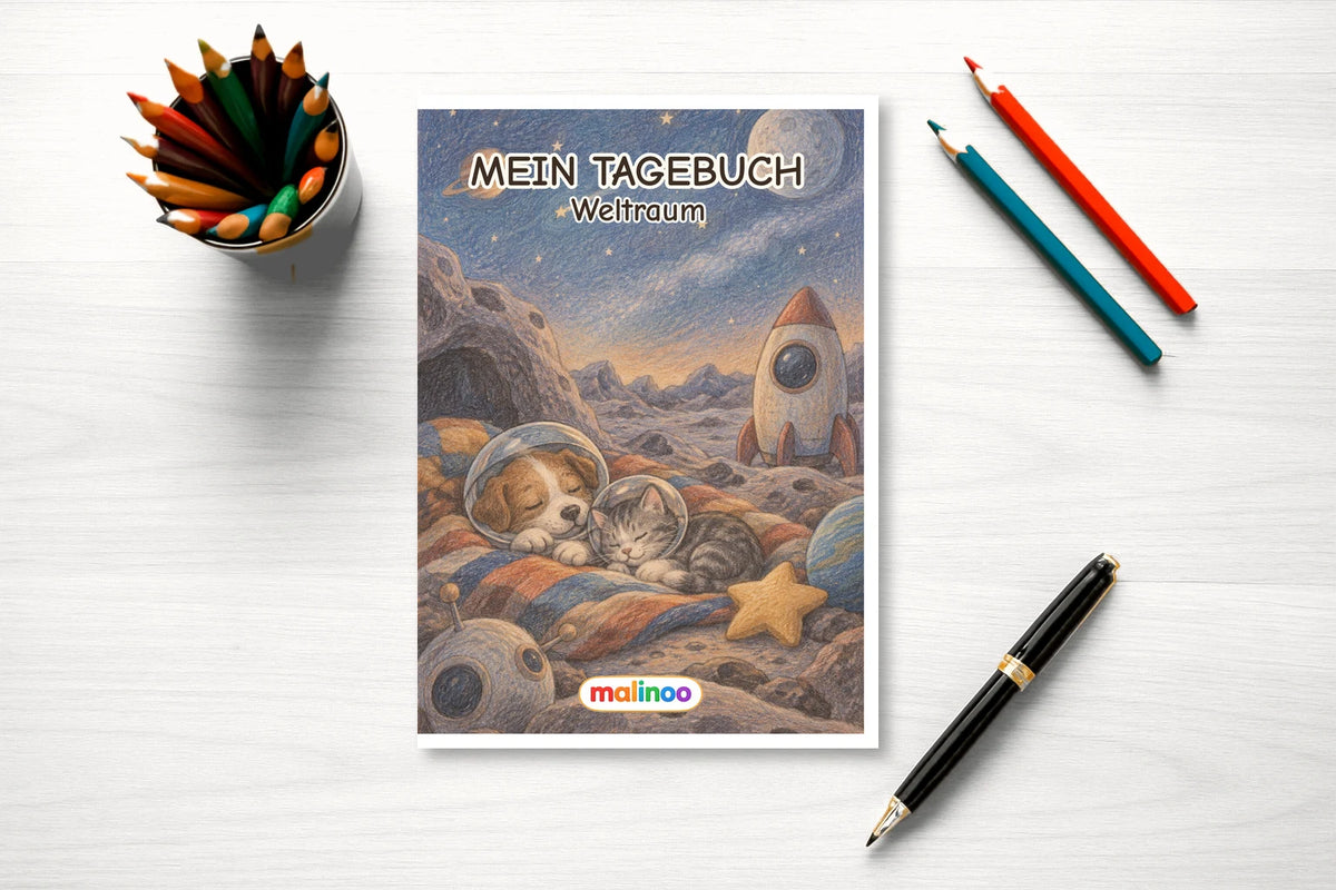 Tagebuch Space Low mockup schreibtisch space