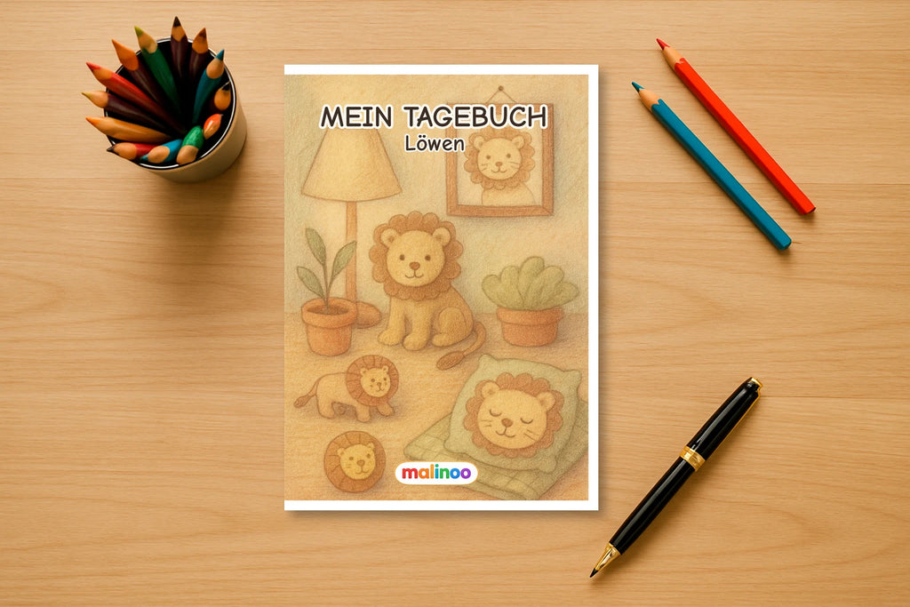 Tagebuch Tigers Lions Activity Low mockup schreibtisch tigers lions activity
