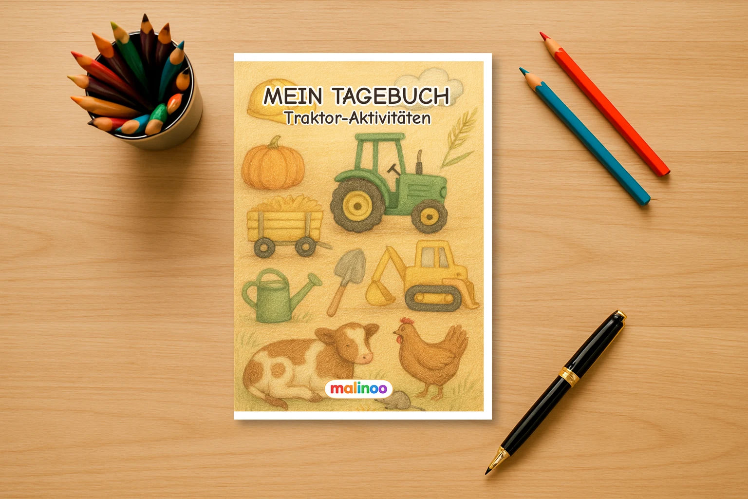 Tagebuch Tractors Activity Medium mockup schreibtisch tractors activity