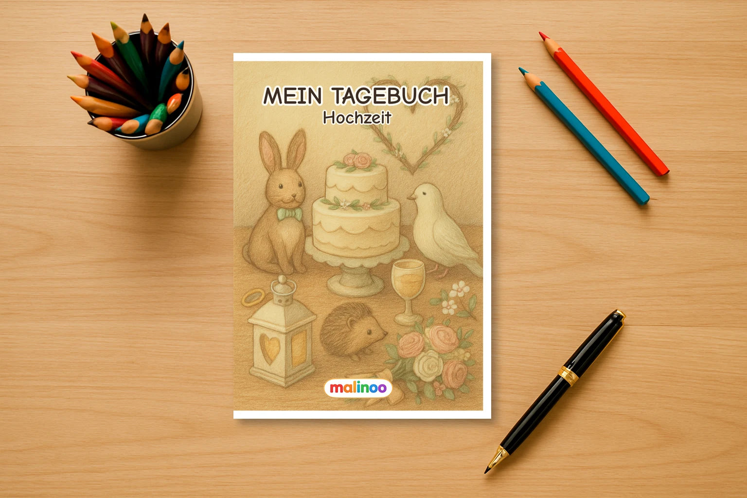 Tagebuch Wedding Medium mockup schreibtisch wedding