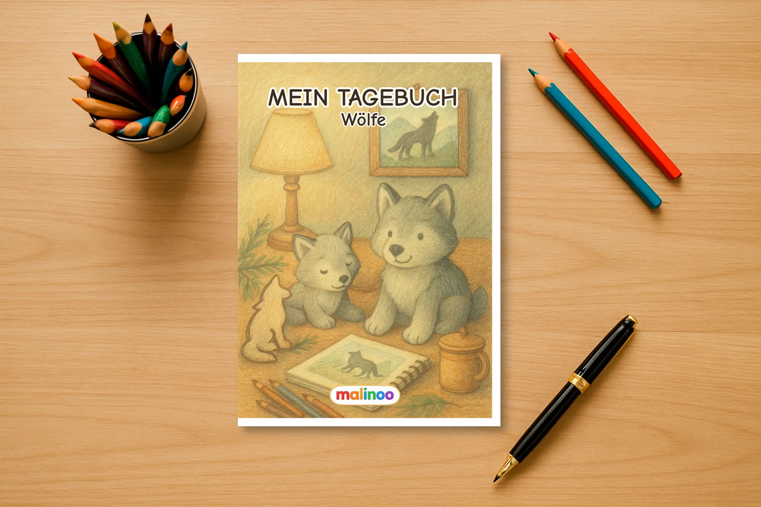 Tagebuch Wolves Activity Low mockup schreibtisch wolves activity
