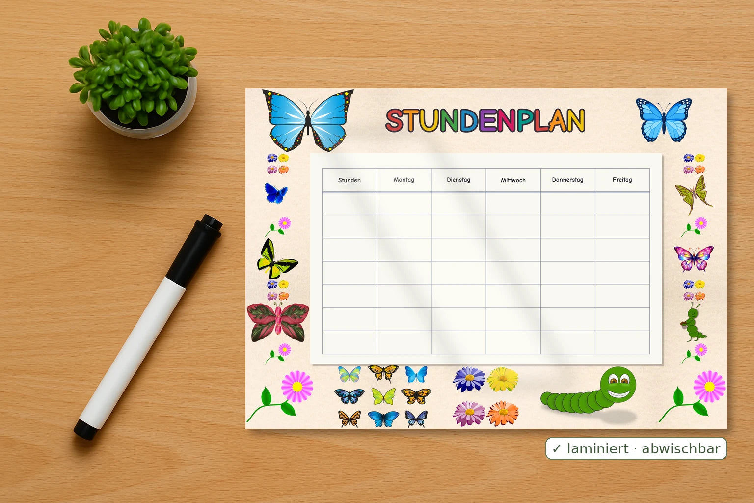 butterflies Stundenplan mockup