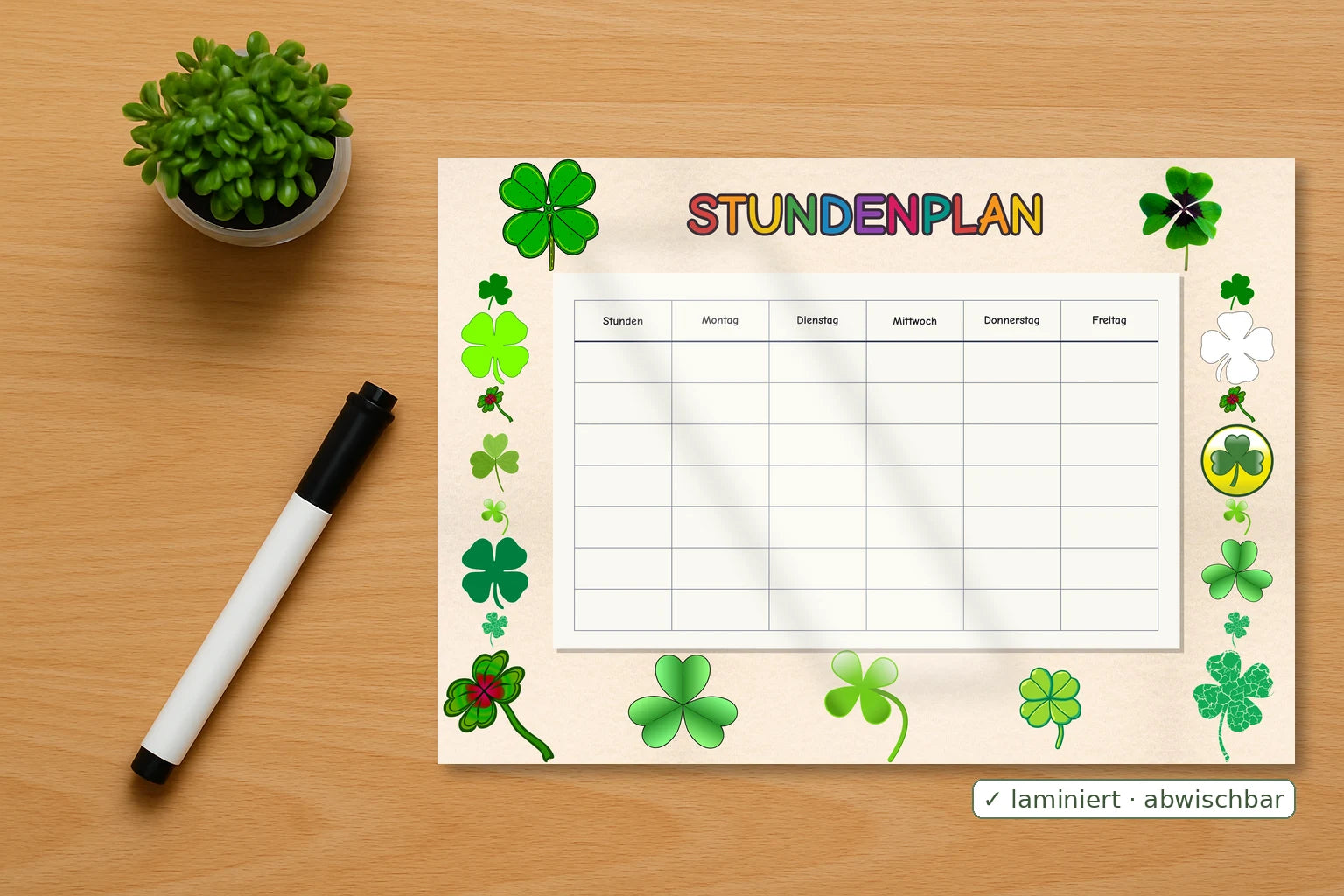 four-leaf clover Stundenplan mockup