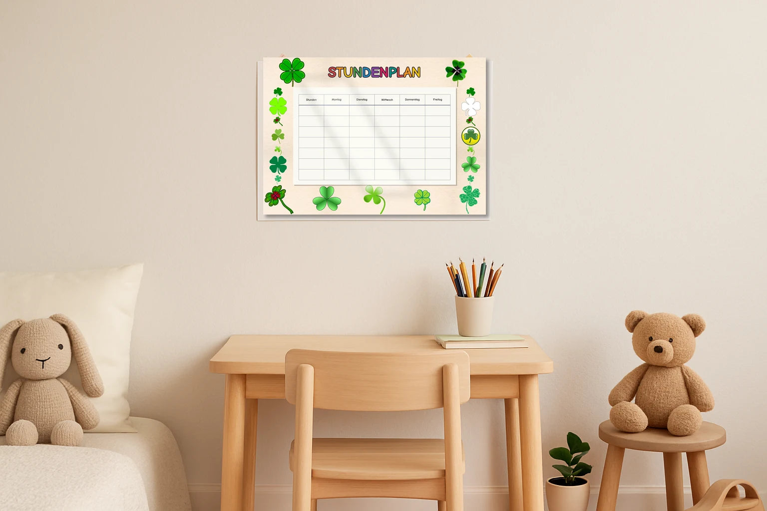 four-leaf clover Stundenplan kinderzimmer