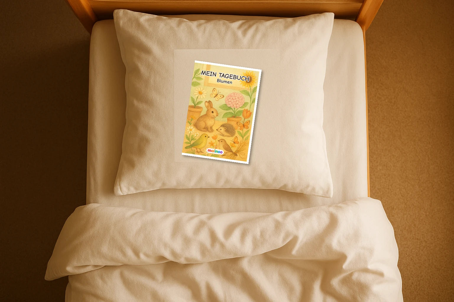 Tagebuch Flowers Medium mockup bett flowers