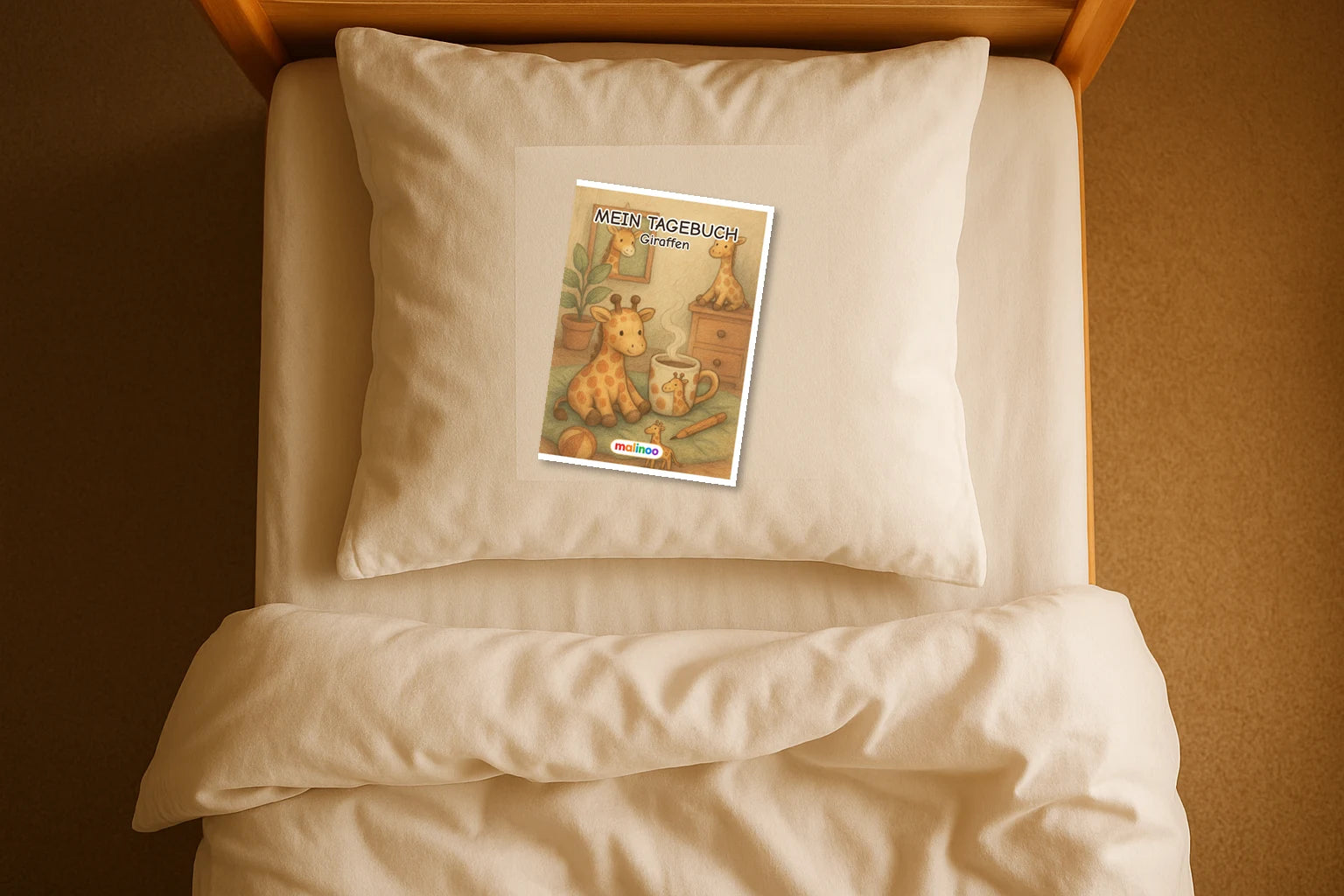 Tagebuch Giraffes Activity Low mockup bett giraffes activity