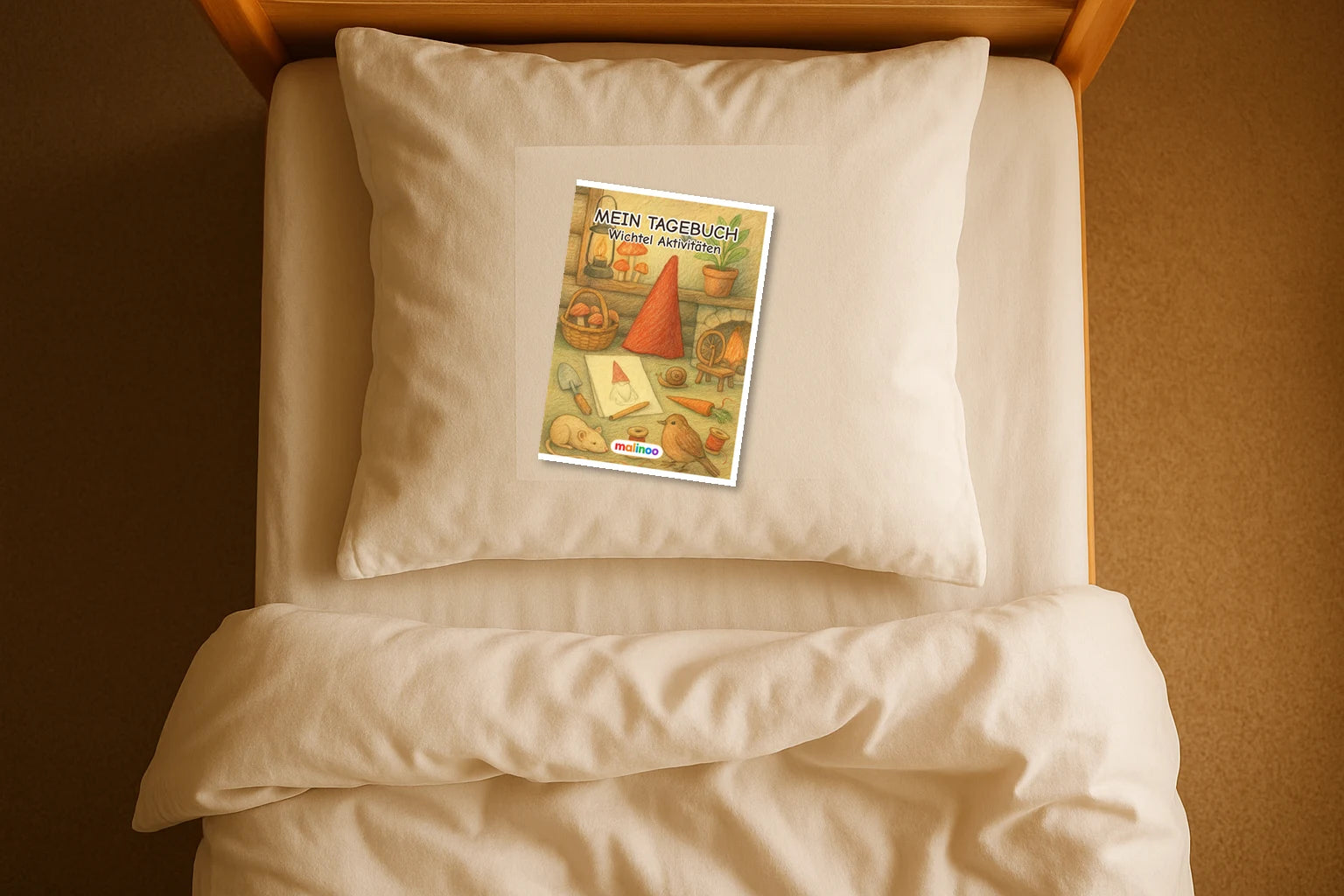 Tagebuch Gnomes Activity Medium mockup bett gnomes activity