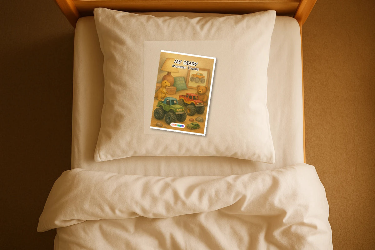 Tagebuch Monster Trucks Medium mockup bett monster trucks en
