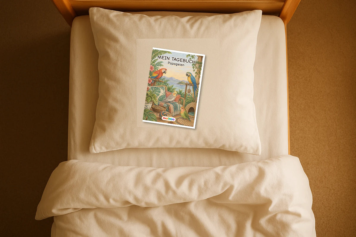 Tagebuch Parrot Medium mockup bett parrot