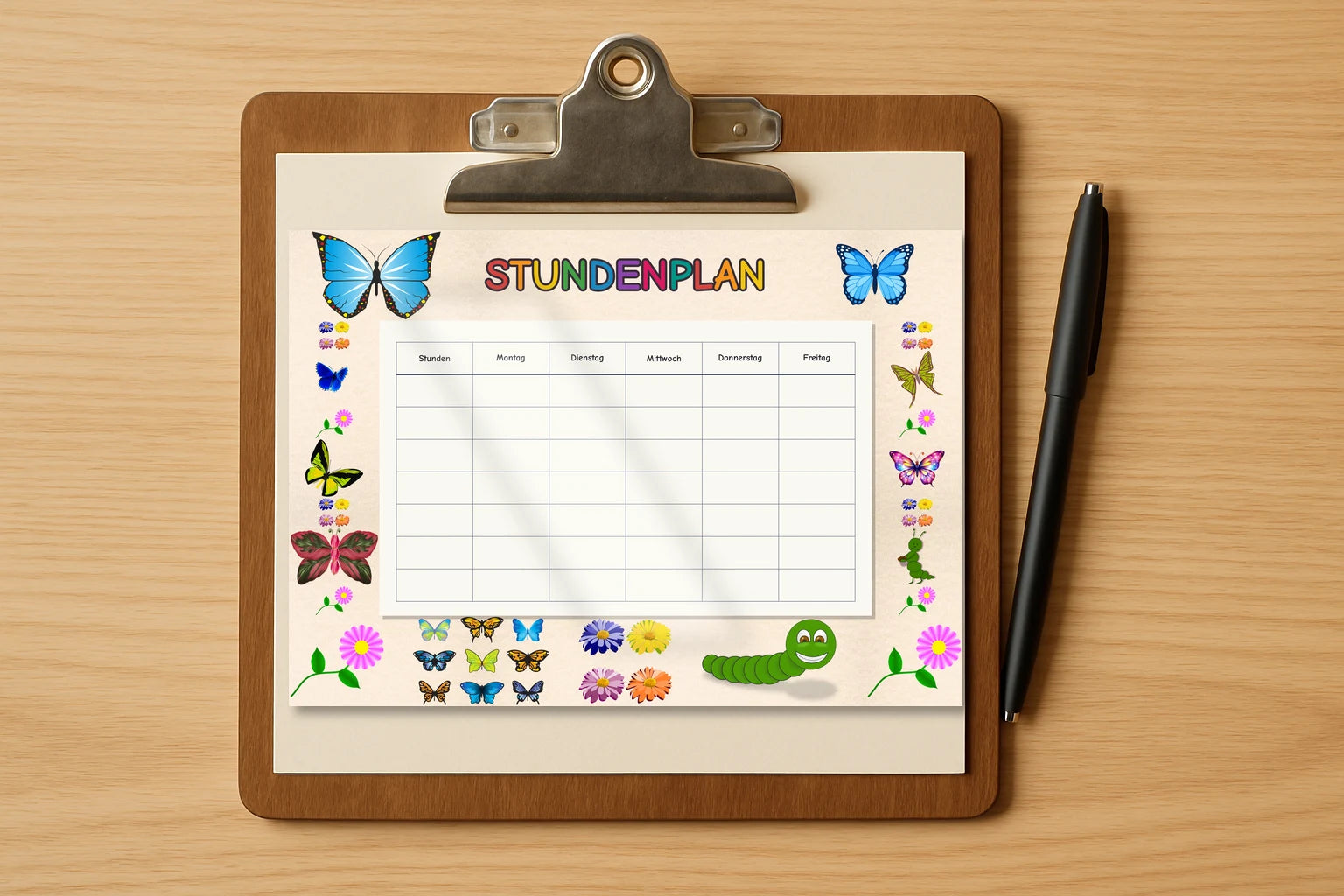 butterflies Stundenplan klemmbrett