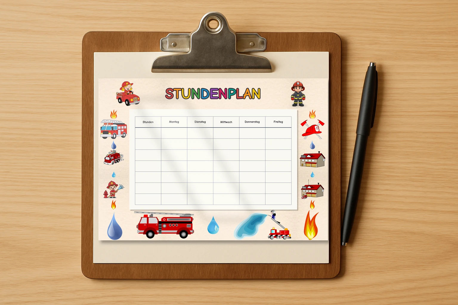 Fire department Stundenplan klemmbrett