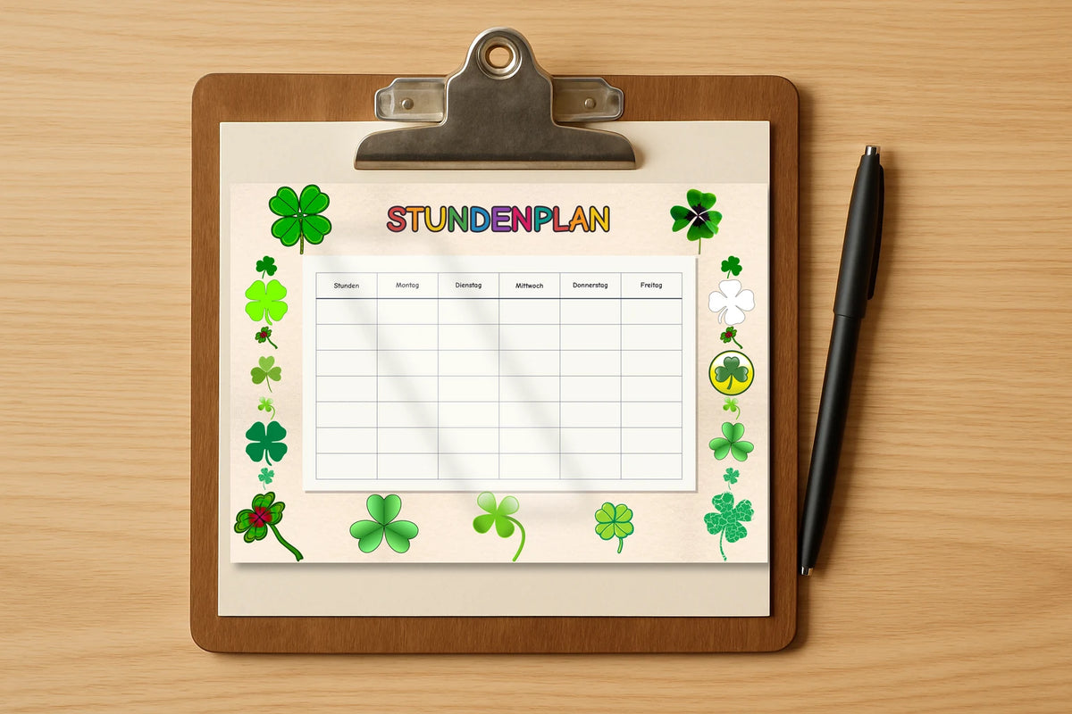 four-leaf clover Stundenplan klemmbrett