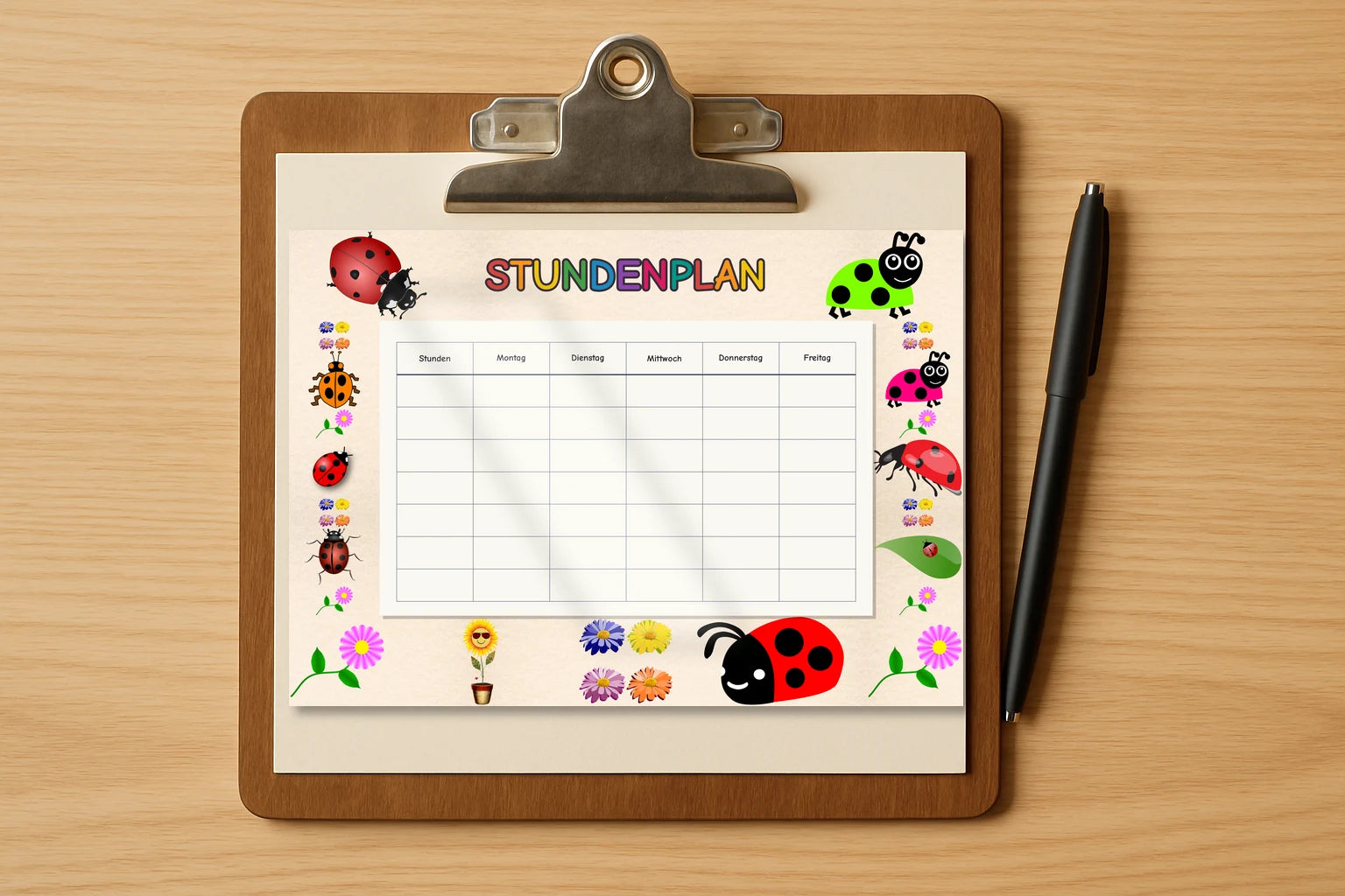 ladybug Stundenplan klemmbrett