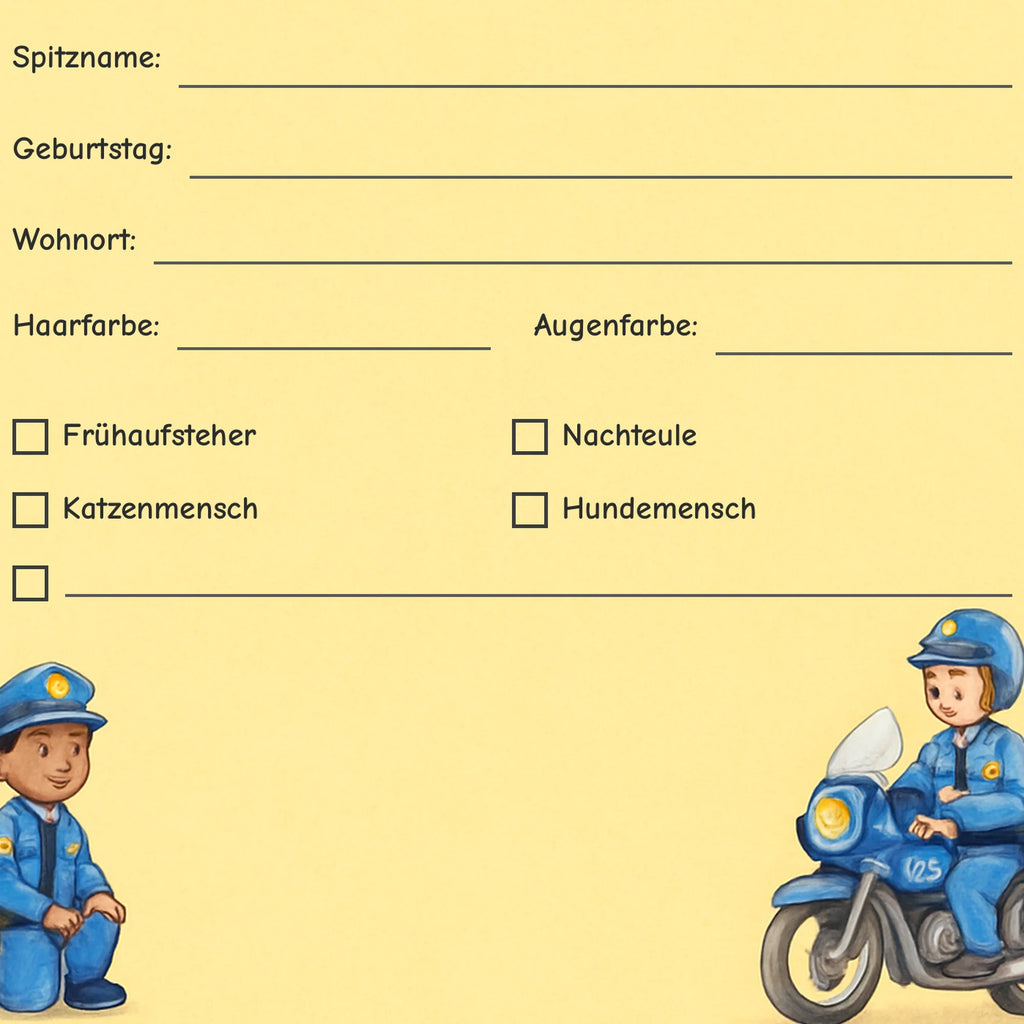 Freundebuch Police detail ankreuzfelder