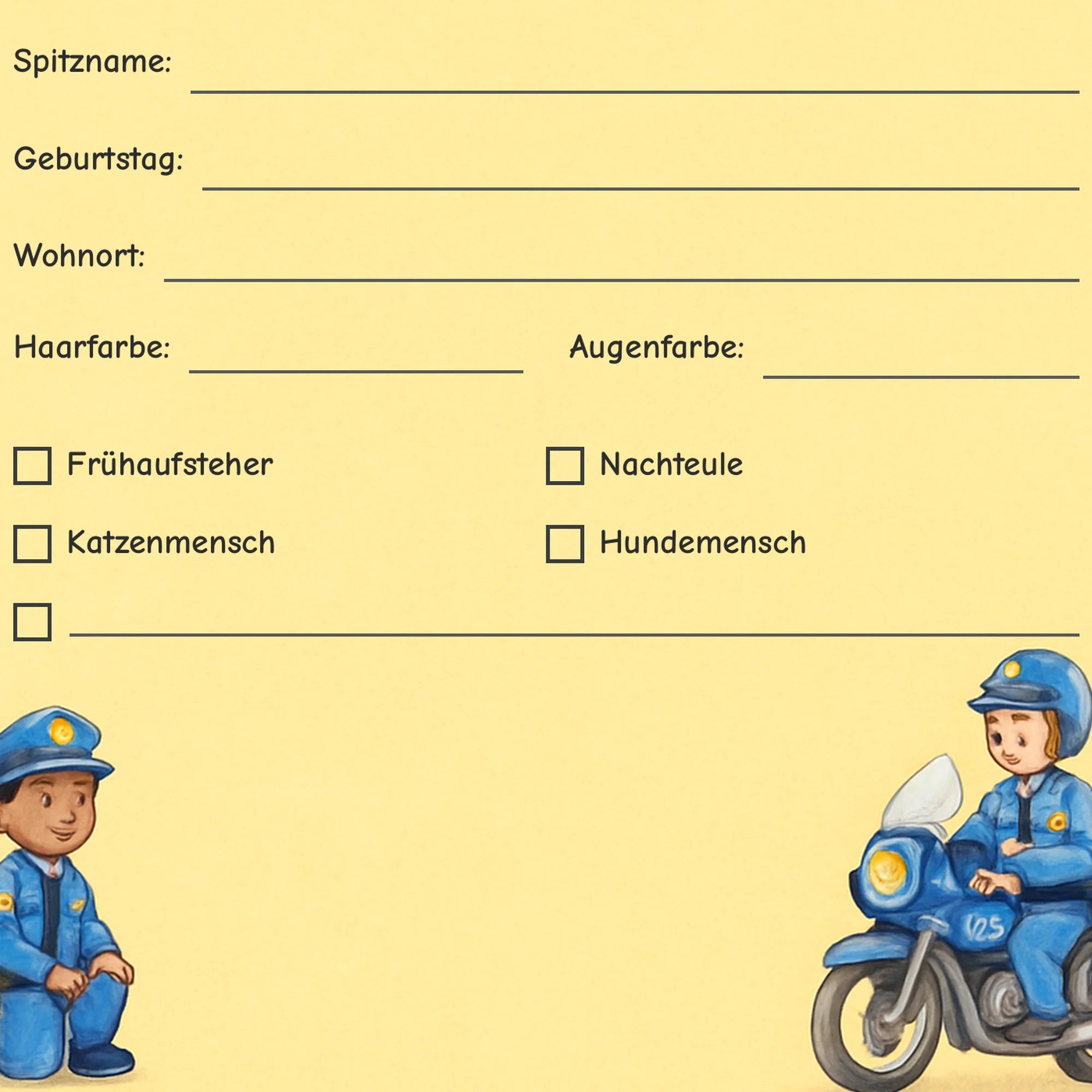 Freundebuch Police detail ankreuzfelder