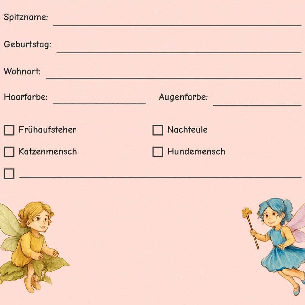 Freundebuch Fairies detail ankreuzfelder