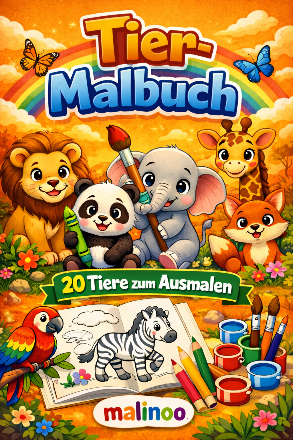 Tier Malbuch Kinder – 20 Tiere zum Ausmalen, Malbuch ab 3 Jahre, Buch 5