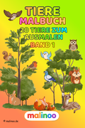 Tier Malbuch Kinder – 20 Tiere zum Ausmalen, Malbuch ab 3 Jahre, Band 1, malinoo